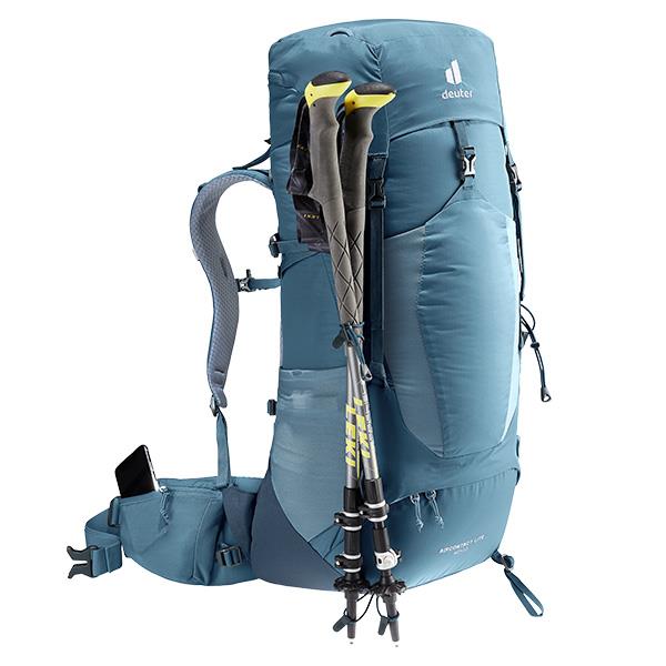 Deuter Aircontact Lite 40 + 10 with trekking poles attached 