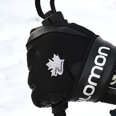 Eb's Ski Tip: get a grip - close-up of a ski glove with black and white design.