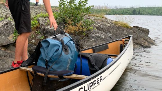 dry bag in a canoe