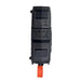 A black plastic industrial or utility device with a bright orange strap hanging from the bottom, shown against a plain white background.