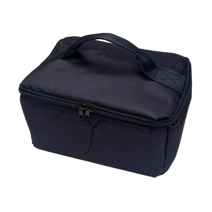A dark navy blue rectangular zippered storage bag with a top carry handle, shown on a plain white background.