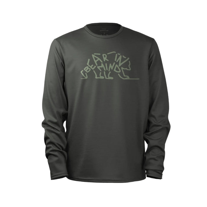 green shirt with bear image on a white background