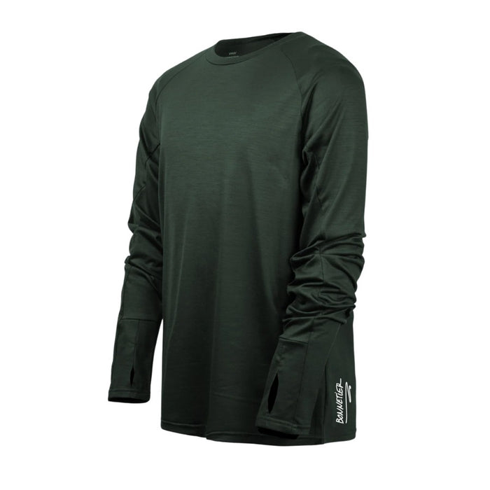 Dark green long-sleeve shirt on a white background