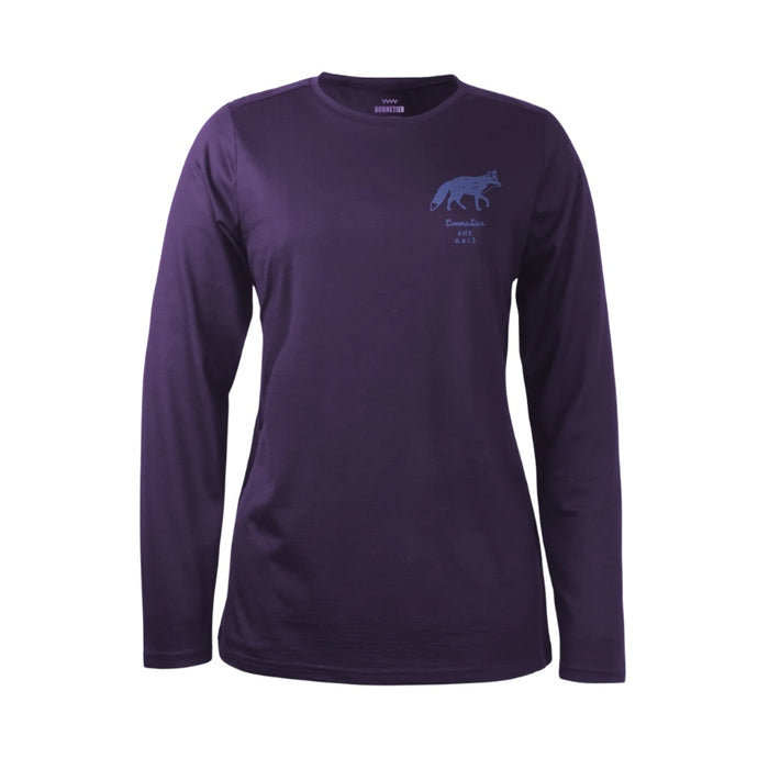 Purple long-sleeve shirt with a logo on a white background