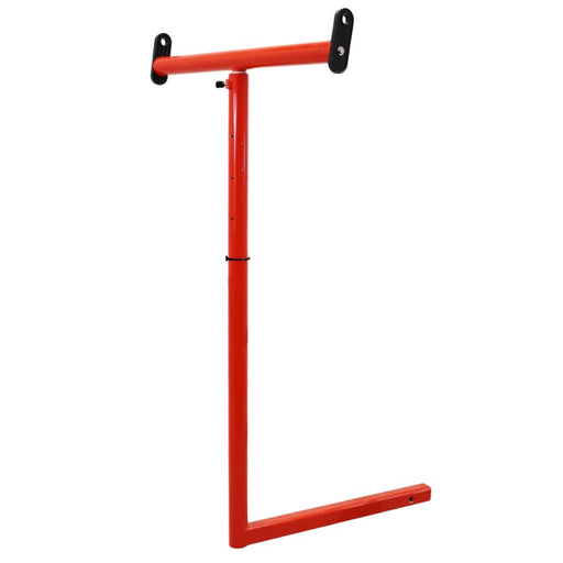 Red metal bracket on a white background