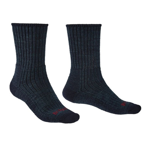 Pair of dark blue socks on a white background