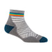 Gray sock with colorful stripes on a white background