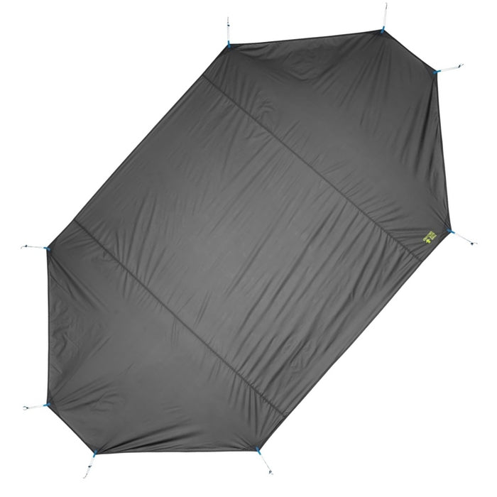 Polygon shaped grey tent footprint on a white background