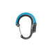 A Gearaid carabiner with a black metal body, a bright blue anodized outer frame, and a silver stainless steel gate, shown on a plain white background.