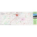 A detailed topographical map poster of North Saskatchewan River area, featuring roads, rivers, and a green sidebar on the right with a landscape photo and descriptive text.