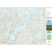 A map of Reindeer Lake, South, featuring a detailed topographic map design with a decorative wavy border. The right side includes a vertical information panel with a photo of a lake landscape, descriptive text, and a website URL.