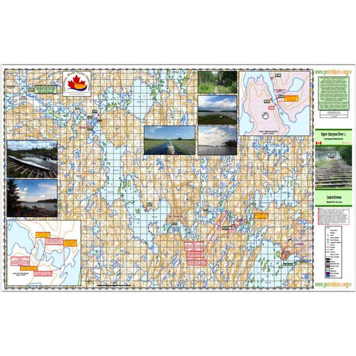 A large printed map poster showing a topographic-style map of northern Canada with inset landscape photographs, labels, and informational panels along the right and left edges. This is not a person-in-environment lifestyle shot, not a measurement chart, color swatch, or instruction diagram, and not a placeholder.