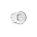 Clear plastic component on a white background