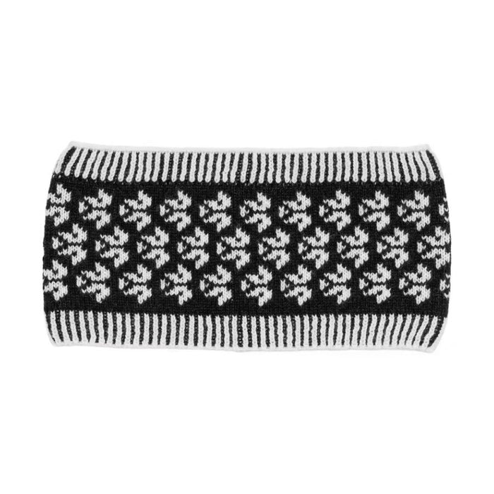 Black and white patterned headband on a white background
