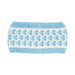 Light blue and white patterned headband on a white background.