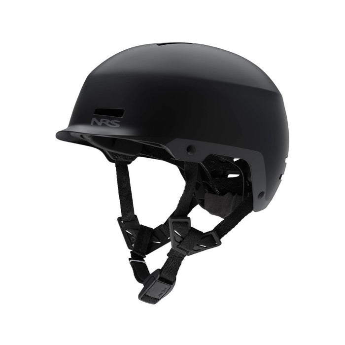Black helmet with NRS branding on a white background