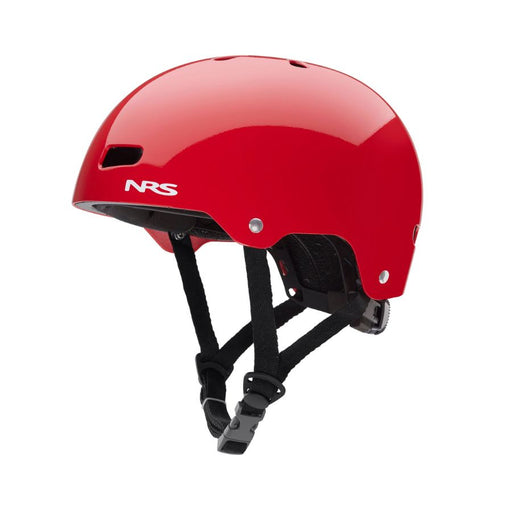Red helmet with NRS logo on a white background