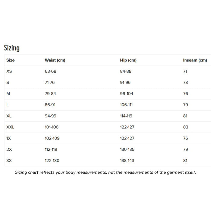 NRS size chart bottoms