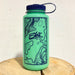 green water bottle with navy blue cap against a white background