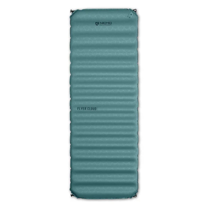 Green camping mattress with 'NEMO' branding on a white background