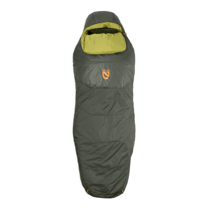 Green sleeping bag with Nemo branding on a white background