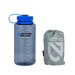 Nemo branded stuff sack beside a grey water bottle on a white background