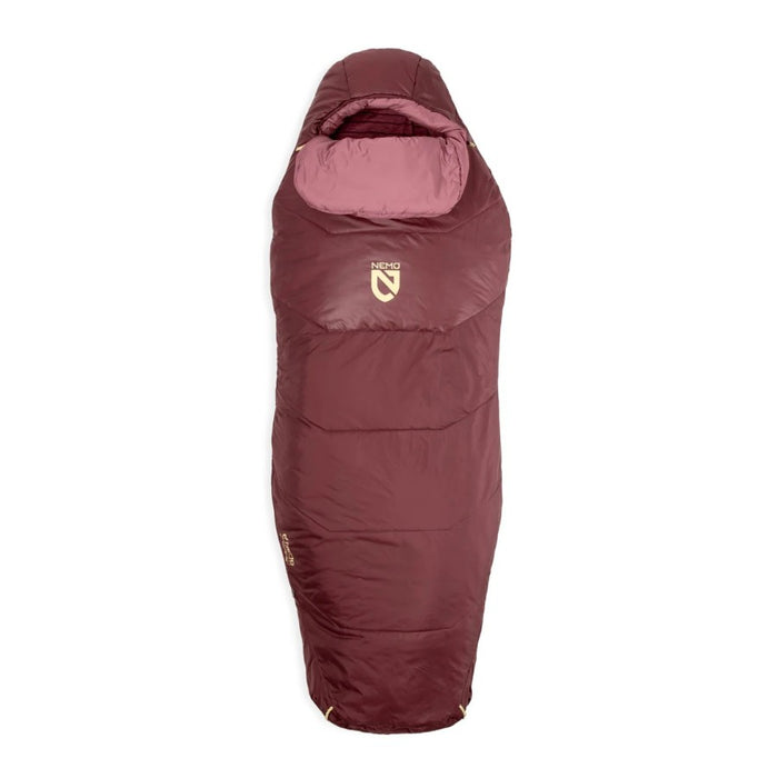 Burgundy sleeping bag on a white background