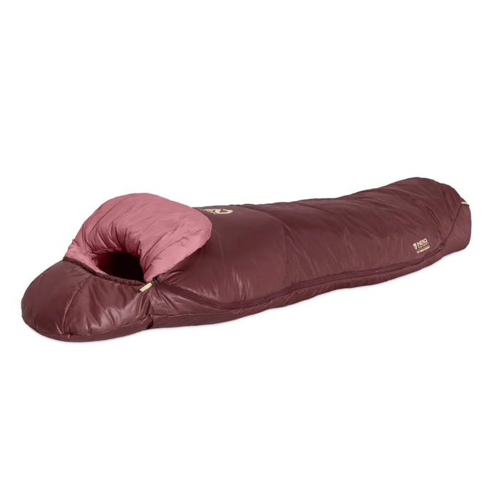 Burgundy sleeping bag on a white background