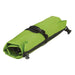 A lime green rolled-up waterproof bag or mat secured with black straps and buckles, shown on a plain white background.