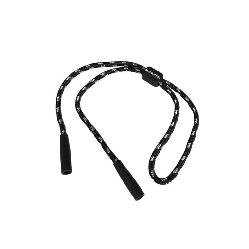 Black rope eyewear retainers on a white background