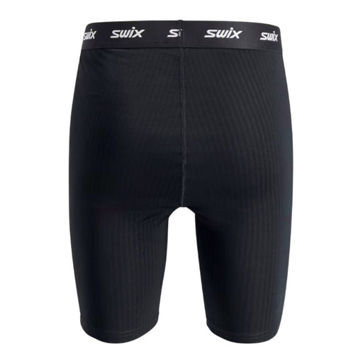 Black athletic shorts with Swix logo on a white background