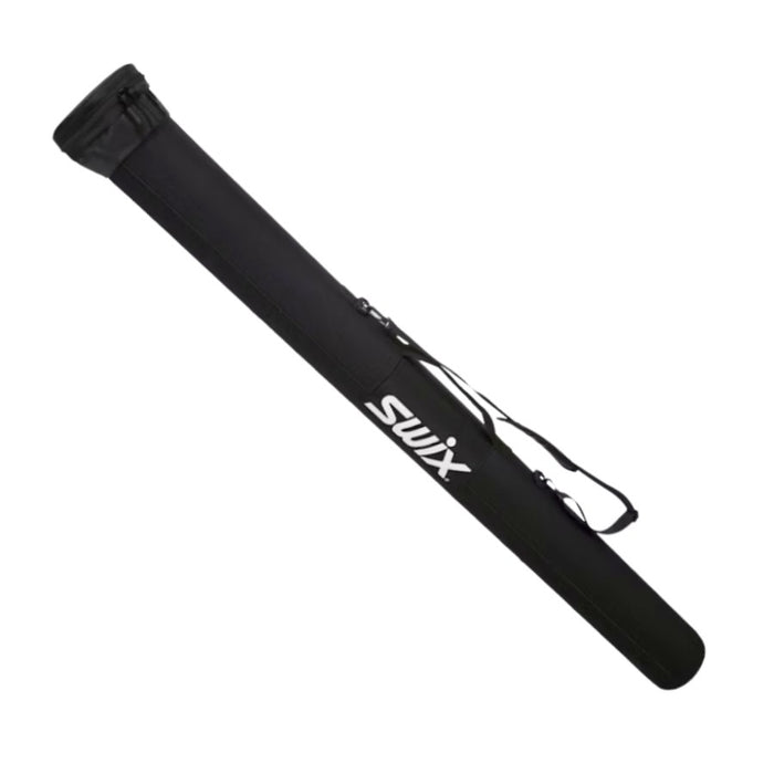 Black ski pole bag with Swix logo on a white background