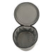 An open round soft-sided cooler with a gray interior lining and black trim, shown from above on a white background.