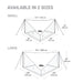 Size chart for a TREQA canopy tent showing dimensions for Small and Large sizes on a white background.