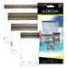 A package of LOKSAK waterproof map pockets shown with several sample white and gray map pockets of different sizes. The retail packaging features a black header with the LOKSAK brand name and a colorful illustration of a map pocket in use on a beach.