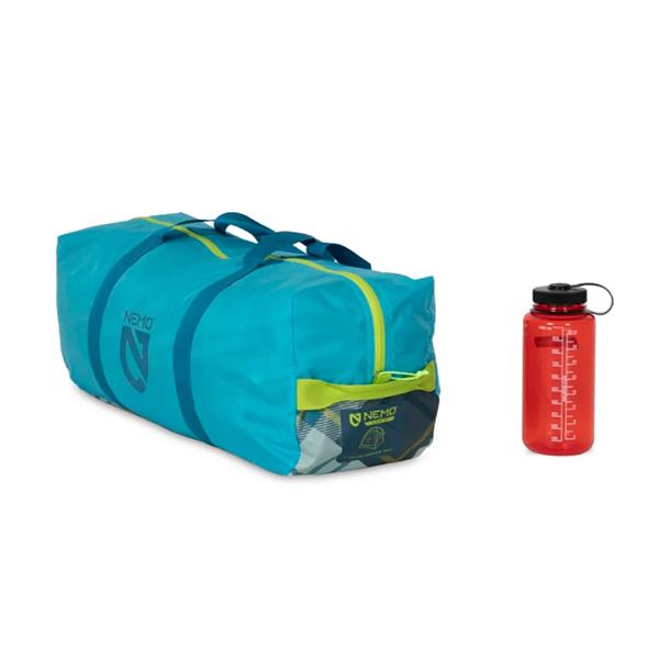 Nemo Aurora Highrise 4P tent packed in duffel bag 