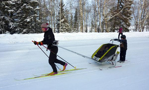 Thule Chariot ski and hike kit in action 